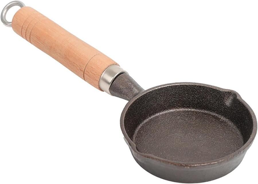 Mini Koekenpan Omeletpan Eierpan Ontbijt Maken Antiaanbaklaag Gietijzer 10 cm Zwart