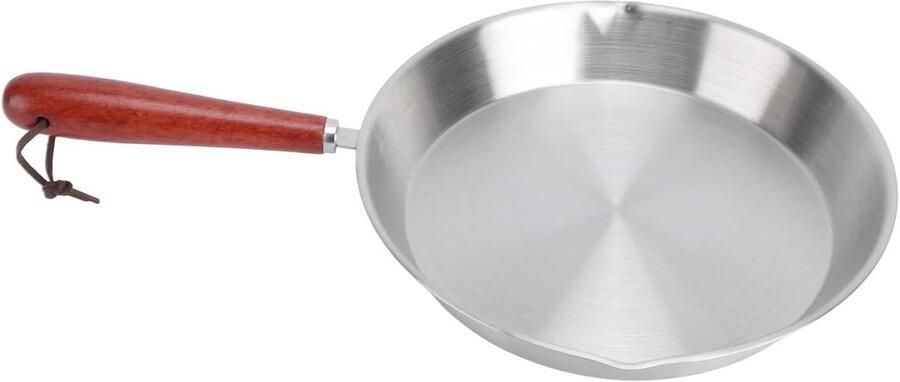 Mini Koekenpan Omeletpan Kleine Ontbijt Koken Ergonomisch Houten Handvat Compact Formaat Zilver
