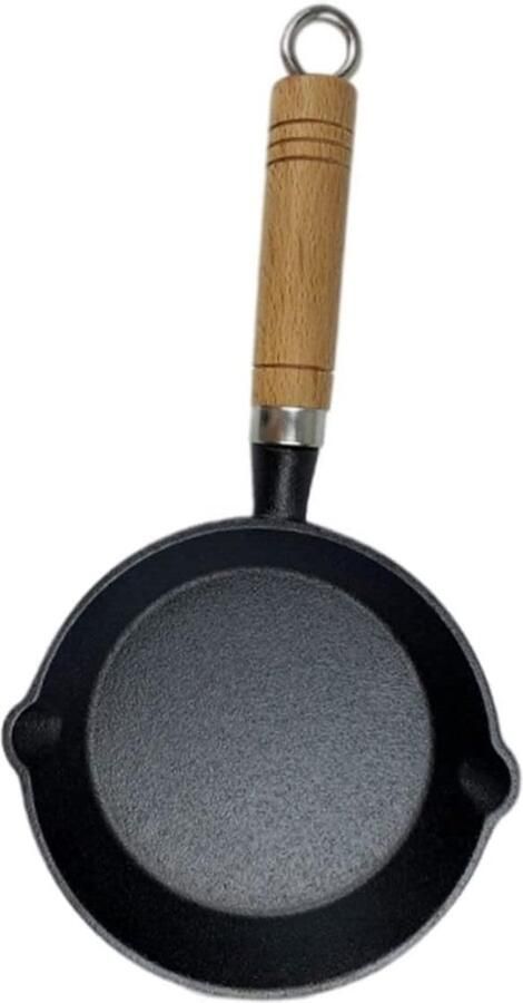 Mini Koekenpan Omeletpan Ontbijt Bakken Gietijzeren Kwaliteit 13 Cm Diameter Zwart