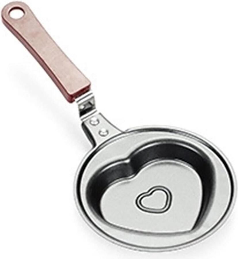 Mini-koekenpan Omeletpan Ontbijt bakken Hartvorm met antiaanbaklaag 48 inch Zwart