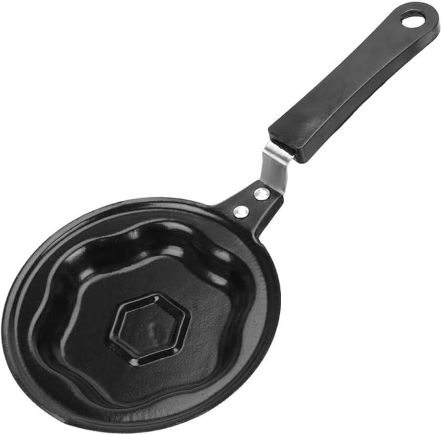 Mini Koekenpan Omeletvorm Wok Ontbijt Maken Gelijkmatige Warmte Compact Formaat Zwart