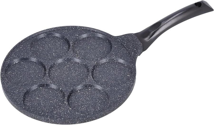 Mini Koekenpan Pannenkoekenpan Omelet Ontbijt Maken 7 Gat Ontwerp 26.5 cm Diameter Licht Grijs