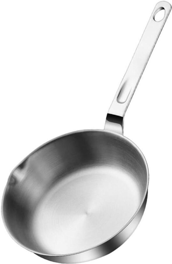 Roestvrijstalen koekenpan Kleine koekenpan Ontbijt bakken Met schenktuit 258 cm diameter Zilver