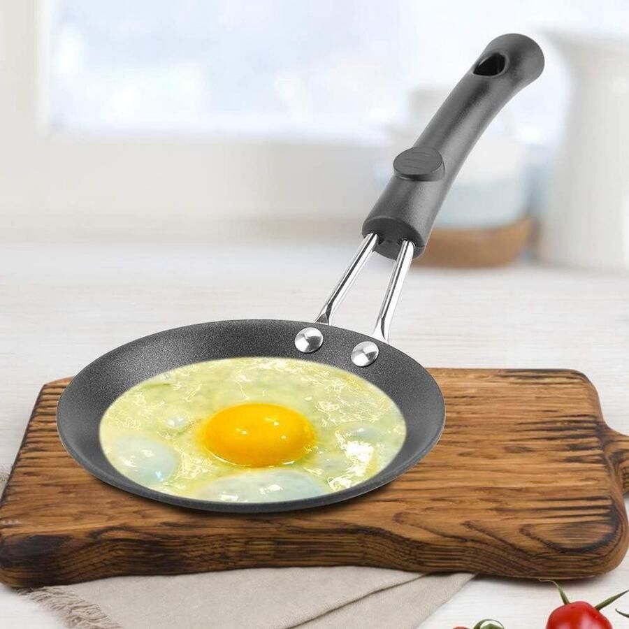 Mini Koekenpan Wok Kleine Pan Thuis Braden Corrosiebestendig Gietijzer 12 cm Diameter Bakeliet Handvat