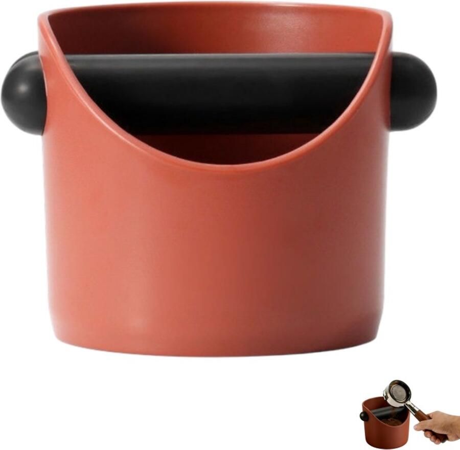 Mini koffiedikbakje Opvangbakje voor koffiedik Opbergbakje voor koffiedik Accessoires voor koffiemachines Geschikt voor thuis en cafés Oranje-rood 11 x 10 cm