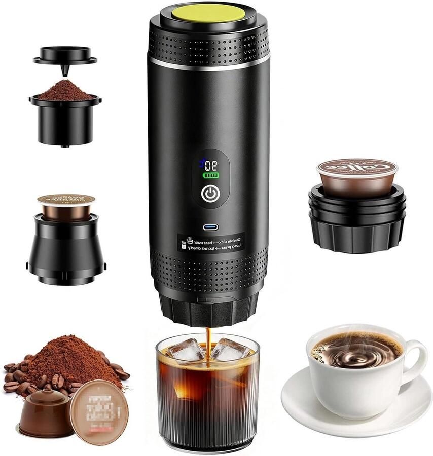 Mini Koffiezetapparaat Draagbare Espresso Snel Koffie Maken Hoge Druk Systeem 80 Milliliter Zwart