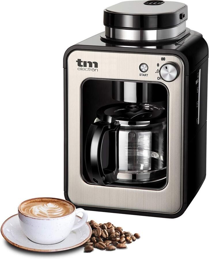 Mini-koffiezetapparaat met koffiemolen 4 kopjes voor koffiebonen 600 W wasbaar filter zilver