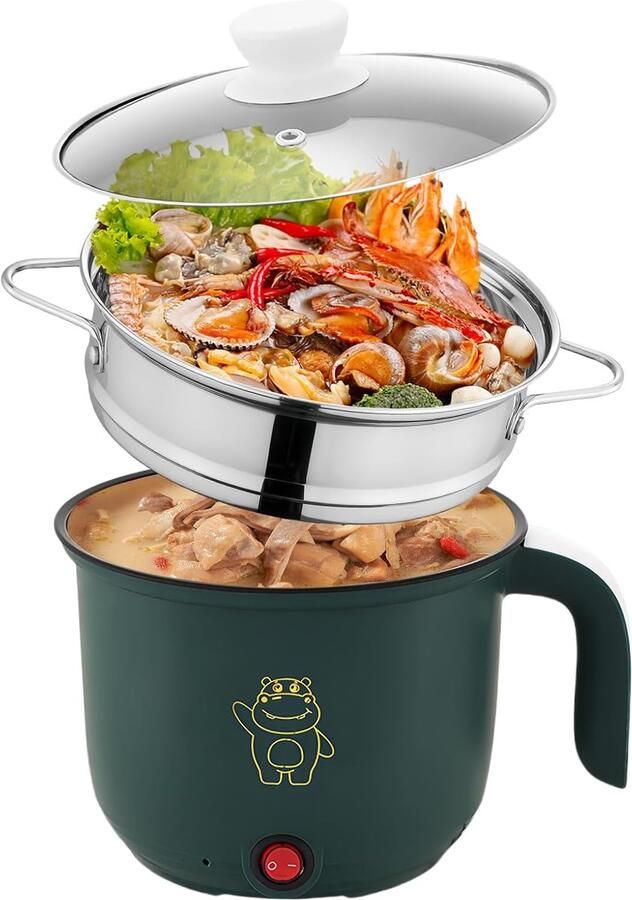 Mini Kookpan Elektrische Hete Pot Eten Bereiden Met Stoompan 15 Liter Groen