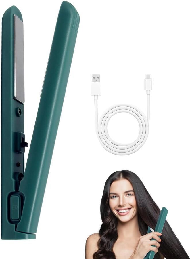 Mini-krultang en stijltang 20 cm groen compact en draagbaar snel opwarmen m-winkel