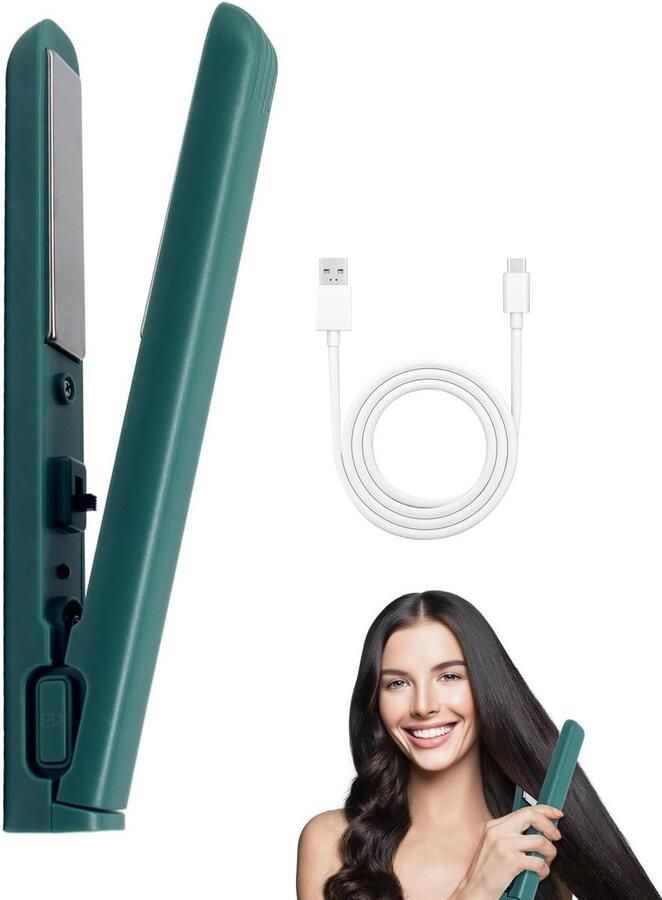 Mini-krultang en stijltang mini-krultang voor dubbel gebruik kleine krultang met bescherming tegen verbranding snel opwarmen compact en draagbaar (groen)