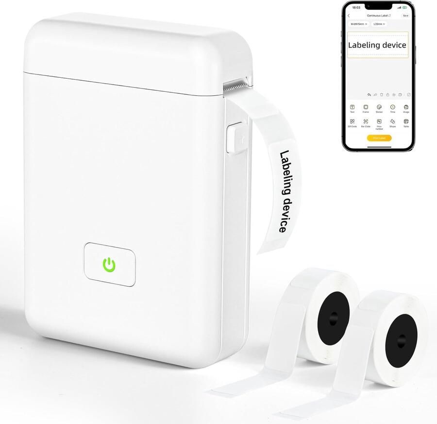 Mini Labelprinter bluetooth zelfklevend draagbaar labelapparaat zelfklevend labelprinter mini-labelprinter voor thuis en kantoor compatibel met Android en iOS-systeem