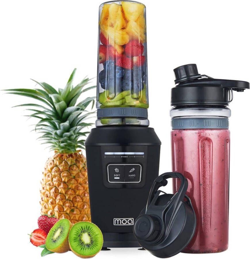 Mini Mixer Blender Smoothie Maker met 600 ml Tritan Bekers 800W Mixfunctie Compact & Handig voor onderweg