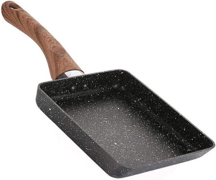Mini Omelet Pan Crêpe Pan Ontbijt Maken Antiaanbaklaag 13x18cm Zwart