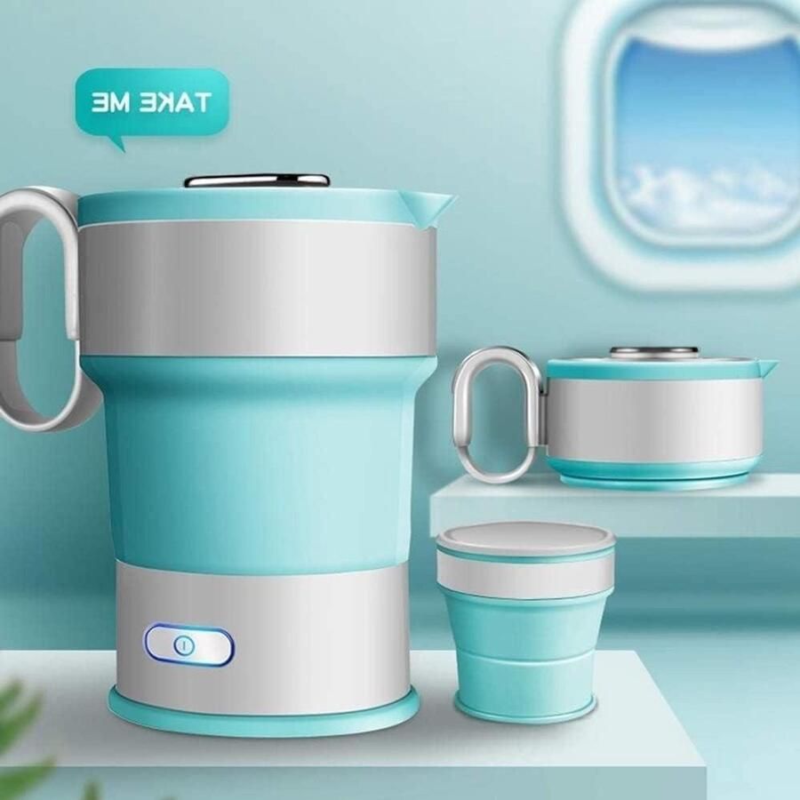 Opvouwbare Waterkoker Reis Waterkoker Koffie en Thee Zetten Dubbele Spanning 06 Liter Wit