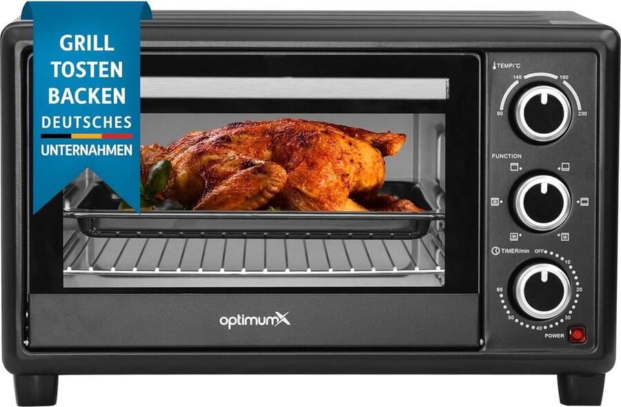 Mini-oven 20 liter kleine mini-oven met circulatie 60 minuten timer pizza-oven 1380 W zwart