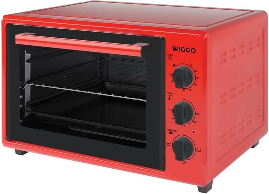 Mini oven 35 liter vrijstaand rood veelzijdig koken SnelShoppen