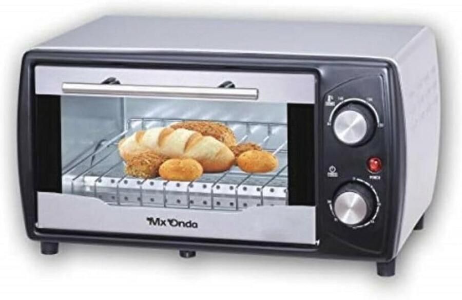 Mini-oven 9 liter 800 W roestvrij staal met draaiknoppen zwart