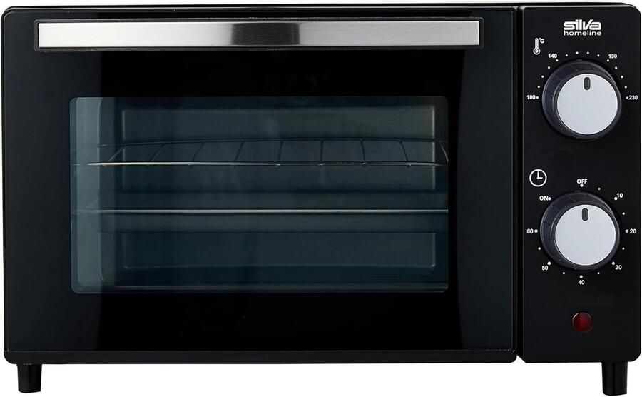 Mini Oven Aanrecht Oven Snel Bakken Dubbele Glazen Deur 10 Liter Capaciteit Zwart