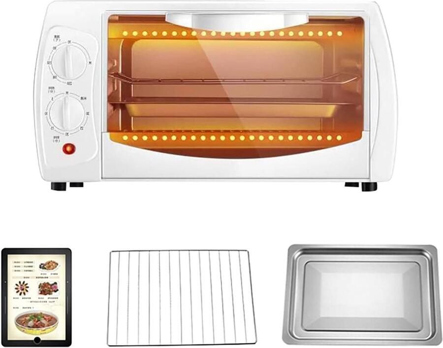 Mini Oven Compacte Keukenoven Veelzijdig Koken Energiebesparend 10 Liter Wit
