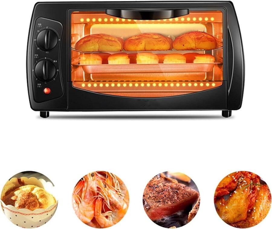 Mini-oven Aanrecht oven Veelzijdig koken Instelbare temperatuur 10 Liter Wit