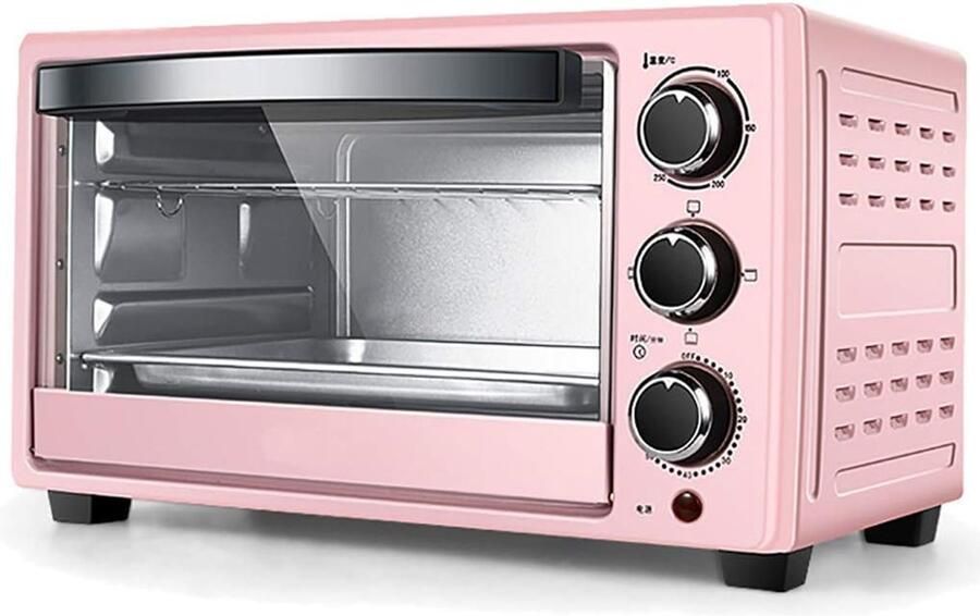 Mini Oven Aanrechtoven Compact Koken Bakken Instelbaar Temperatuur 23 Liter Roze