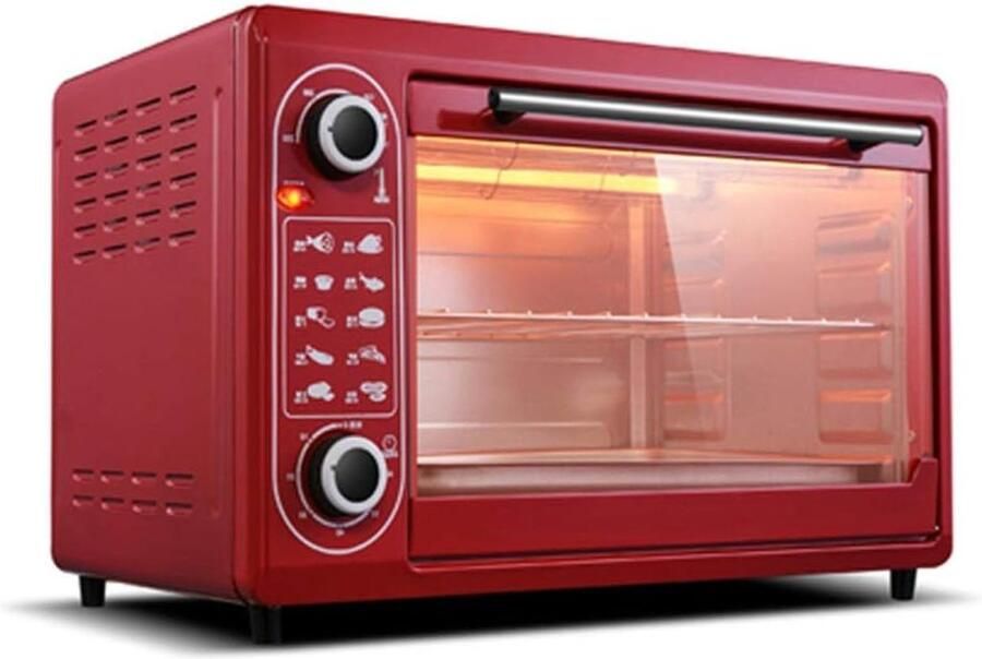 Mini Oven Aanrechtoven Elektrisch Huishoudelijk Bakken 48 Liter Capaciteit 540x360x335 mm Rood