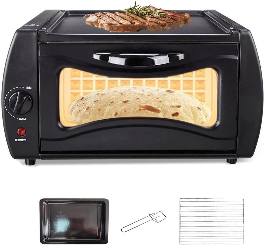 Mini Oven Broodmaker Pizzaoven Snel Bakken Dubbele Circulatie Verwarming 15 Liter Capaciteit Zwart