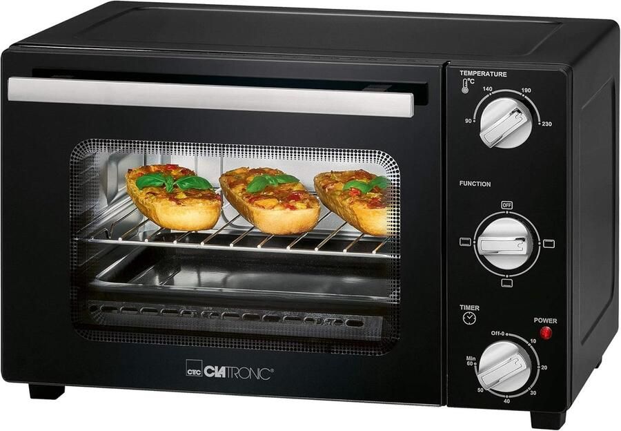 Mini Oven Compacte Bakoven Kleine Keukens Boven en Onderwarmte 20 Liter Zwart