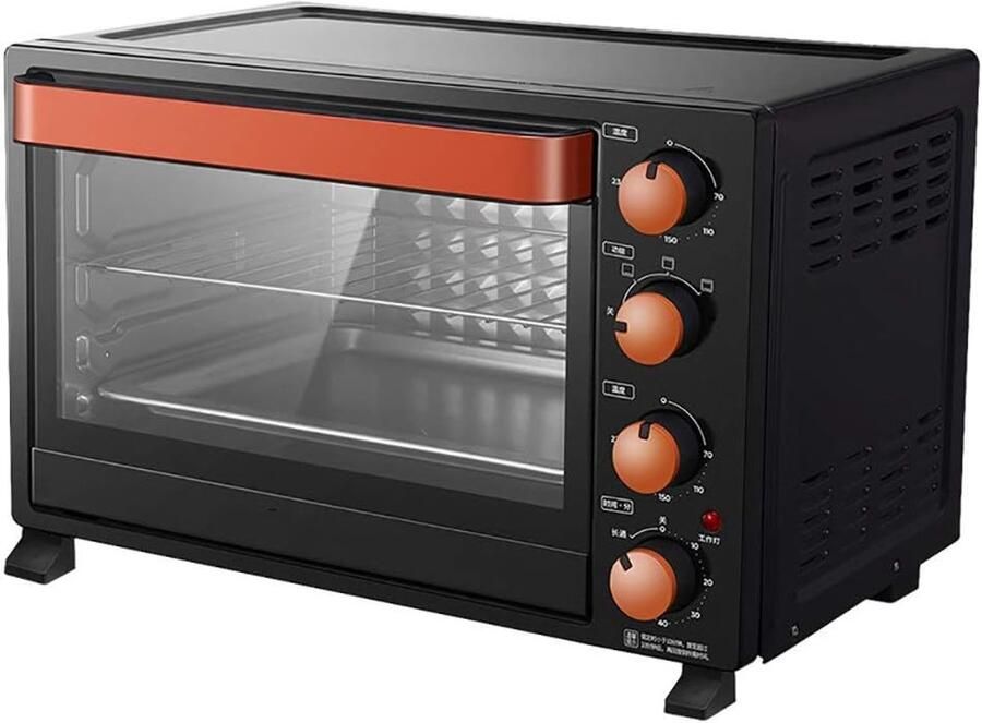 Mini Oven Compacte Keukenoven Koken en Bakken Onafhankelijke Temperatuurregeling 32 Liter Rood