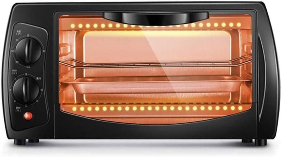 Mini Oven Compacte Keukenoven Koken en Grillen Ruimtebesparend Ontwerp 10 Liter Zwart