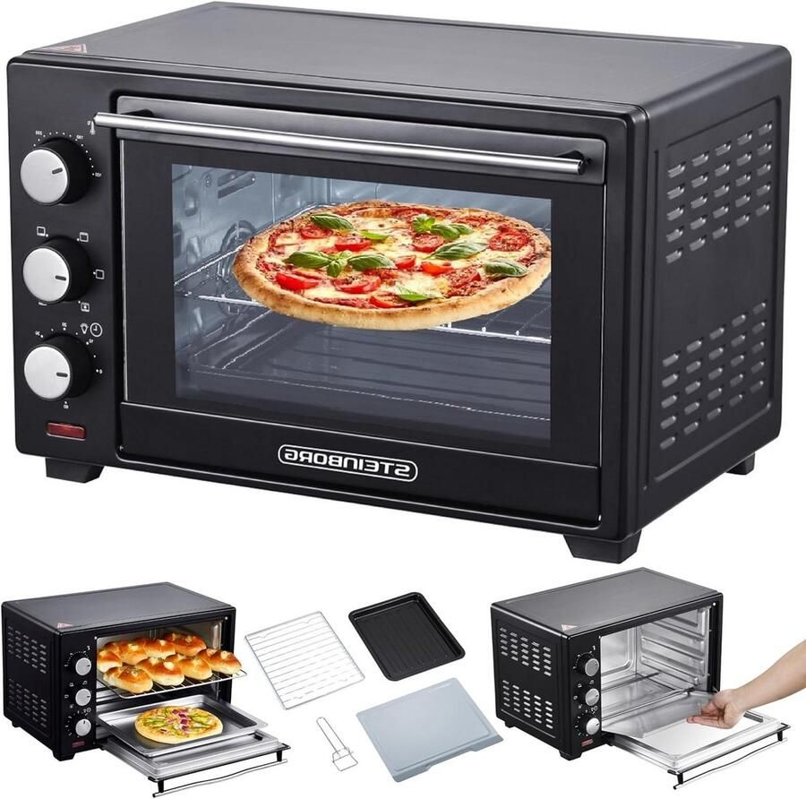 Mini Oven Compacte Keukenoven Maaltijden Bereiden Met Circulatie 25 Liter Zwart