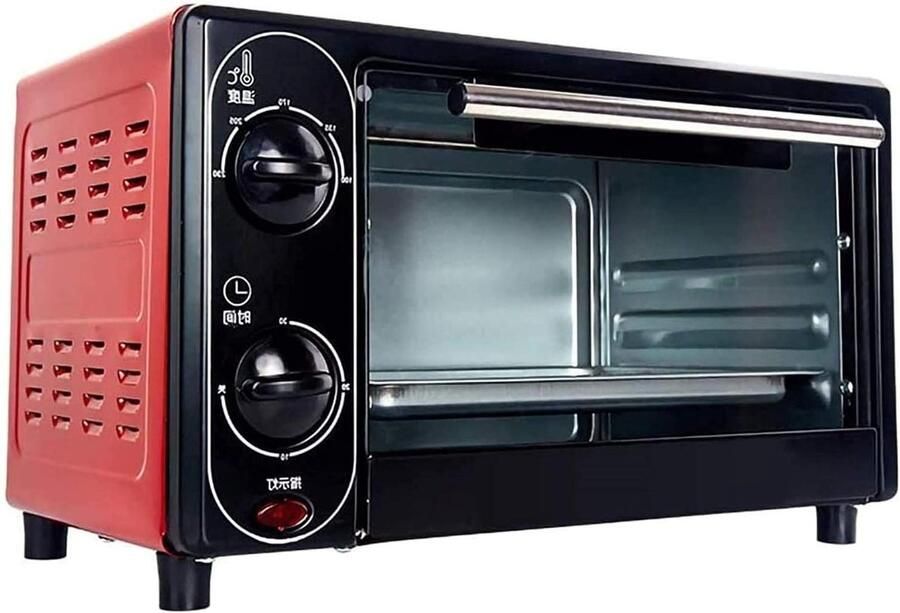 Mini Oven Compacte Keukenoven Snel Bakken Roestvrij Staal 12 Liter Rood