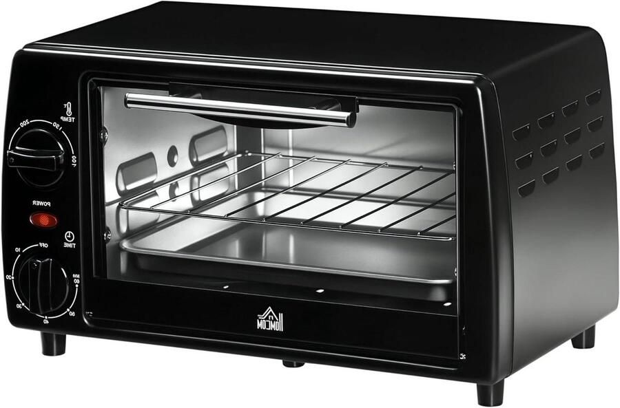 Mini Oven Compacte Keukenoven Snelle Maaltijden Instelbare Temperatuur 10 Liter Zwart