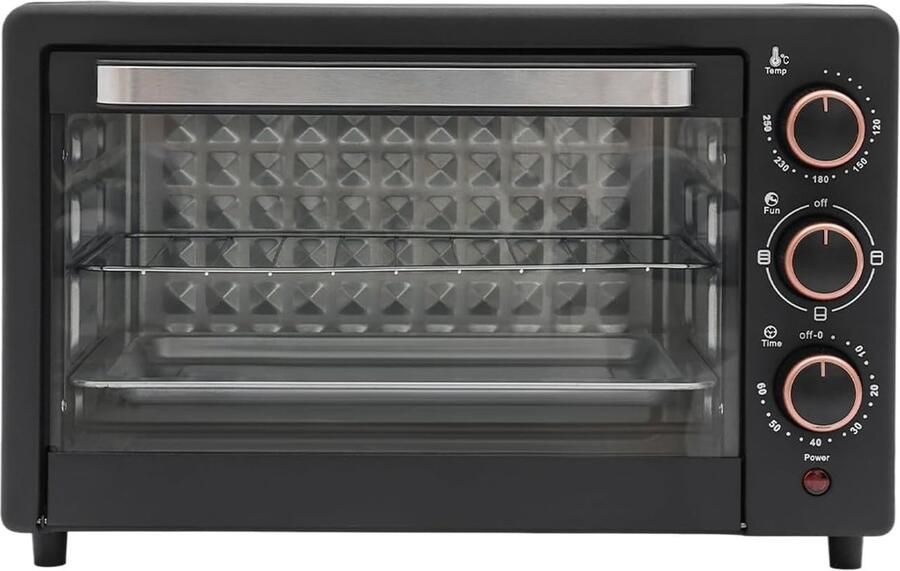 Mini oven Compacte oven aanrecht Thuis bakken en braden 4 verwarmingsbuizen 22 liter Zwart