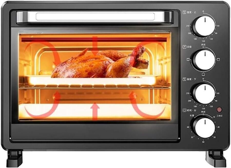 Mini Oven Compacte Oven Aanrechtoven Bakken en Braden Volautomatisch 25 Liter Zwart
