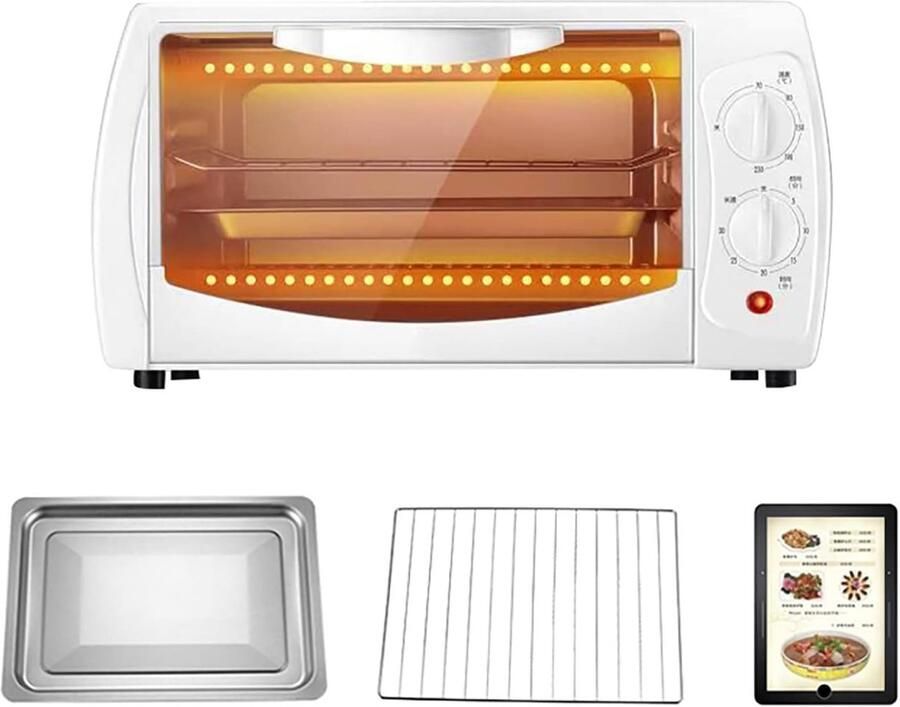 Mini Oven Compacte Oven Koken en Bakken Automatische Uitschakeling 10 liter Wit