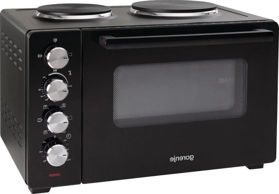 Mini Oven Compacte Oven Koken en Bakken Twee Kookplaten 30 Liter Zwart