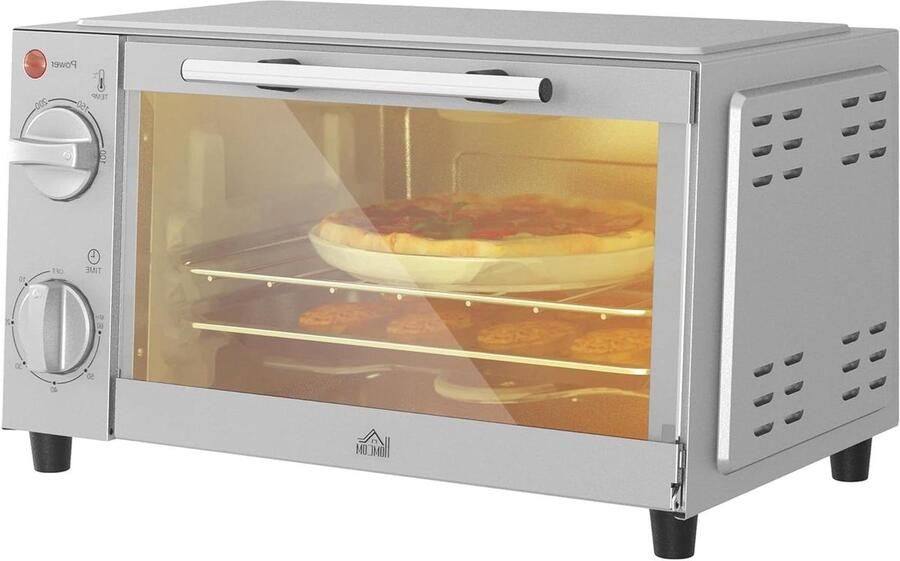 Mini Oven Compacte Ovens Kleine Keuken Instelbare Temperatuur 9 Liter Zilver