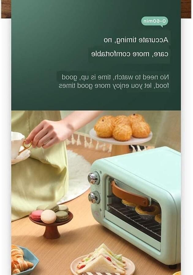 Mini Oven Convectie Aanrechtoven Grill Kleine Keukens Temperatuur 90-230C 12L Capaciteit Zwart
