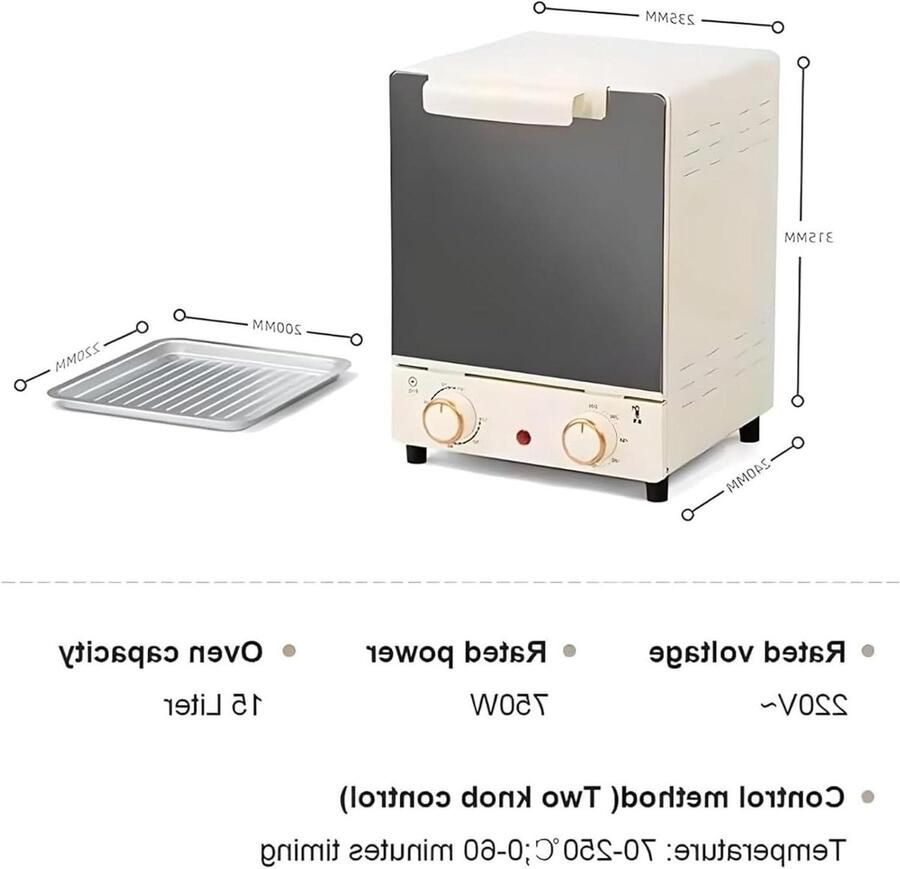 Mini Oven Elektrische Bakoven Thuis Bakken Multi-Layer Bakrek 20x15x30 cm Wit