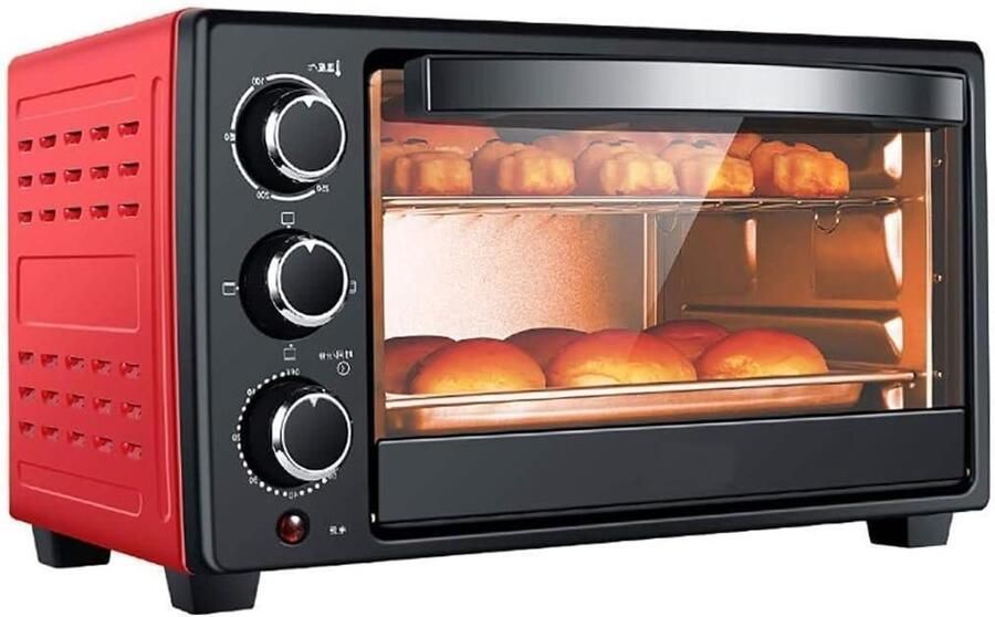 Mini Oven Elektrische Oven Aanrecht Bakken Koken Grillen Instelbare Temperatuur 23 Liter Rood