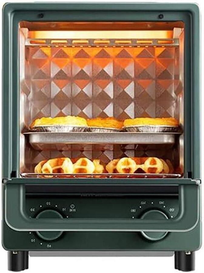 Mini Oven Elektrische Oven Bakken en Grillen Dubbele Glazen Deur 12 Liter Zwart