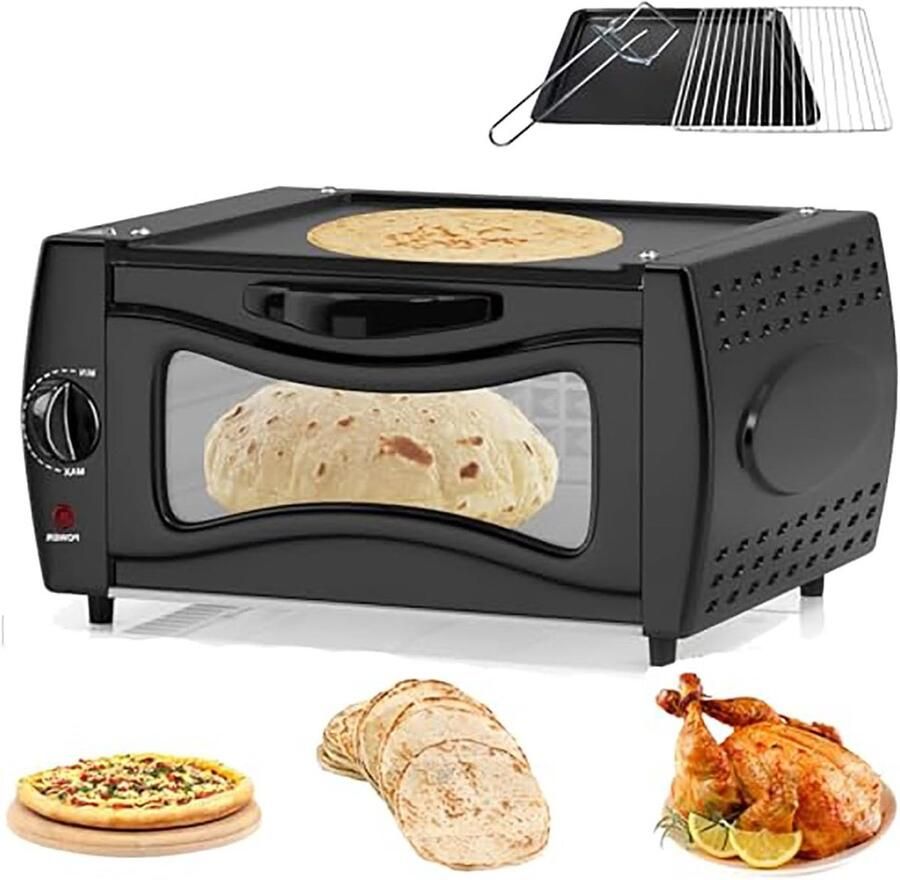 Mini Oven Elektrische Oven Pizza Bakken Dubbele Ovenruimte 15 Liter Zwart