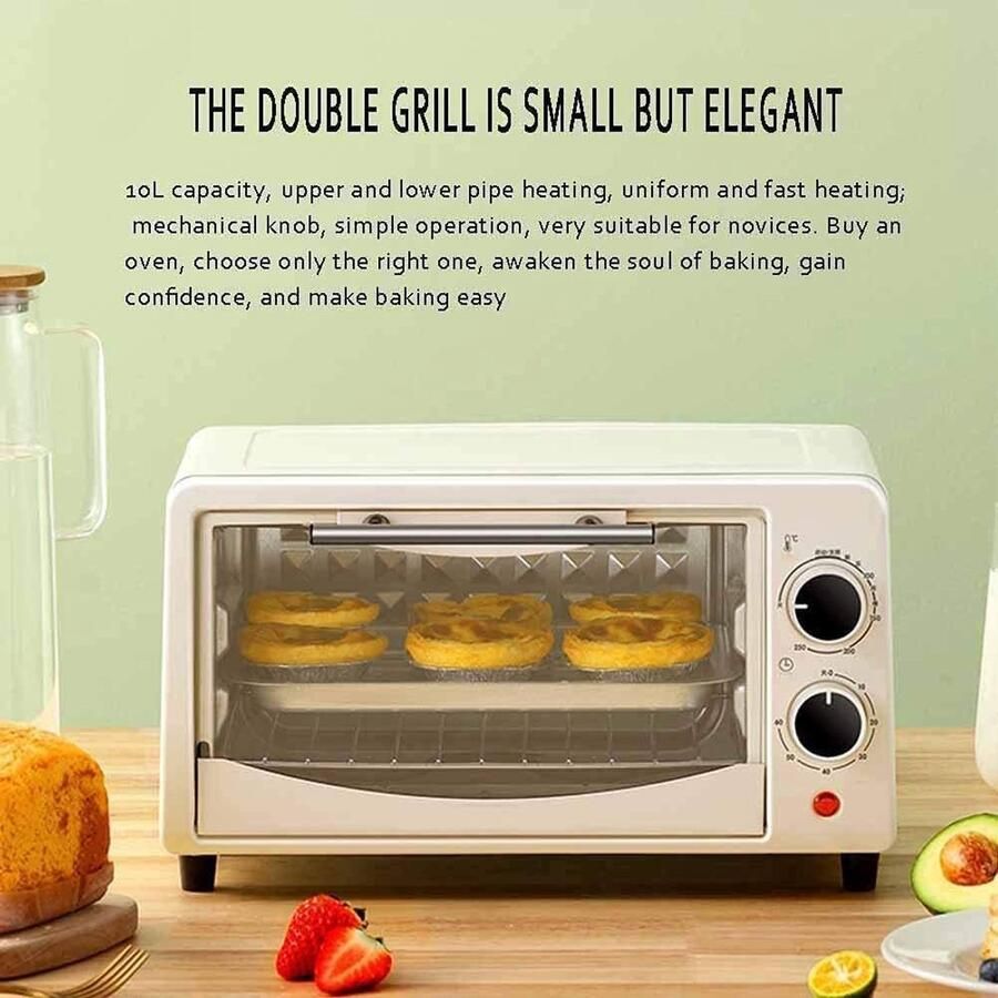Mini Oven Keukenoven Airfryer Gerechten Bereiden Digitale Timer 10 Liter Wit