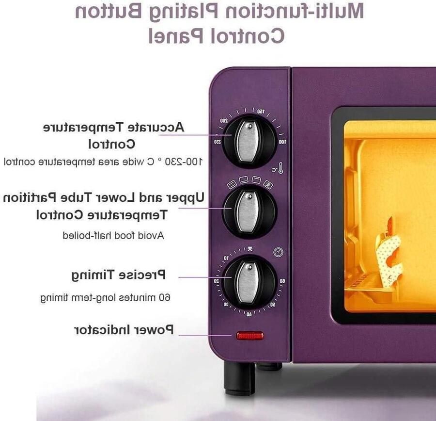 Mini oven Kleine elektrische oven Huishoudelijk bakken Met timerfunctie 15 liter inhoud Rood