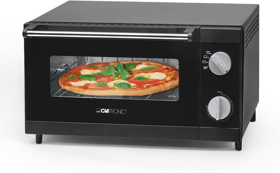 Mini oven Kleine keukenoven Pizza bakken Boven en onderwarmte 12 Liter Zwart
