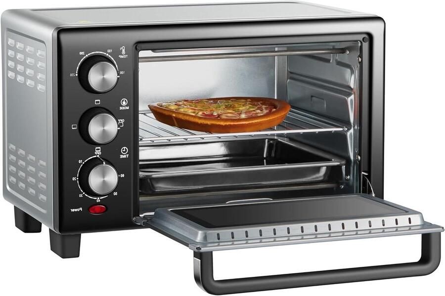 Mini Oven Kleine Keukenoven Snel Eten Bereiden 1200 Watt Vermogen 15 Liter Capaciteit Zilver