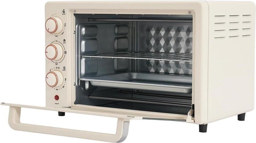 Mini-oven Kleine oven Aanrechtoven Koken en bakken Met grillpan en rooster 22 Liter Wit