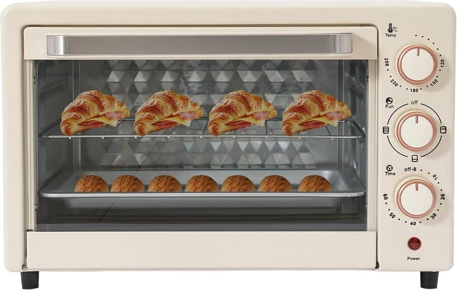 Mini Oven Kleine Oven Aanrecht Bakken en Grillen Ruimtebesparend Design 22 Liter Wit