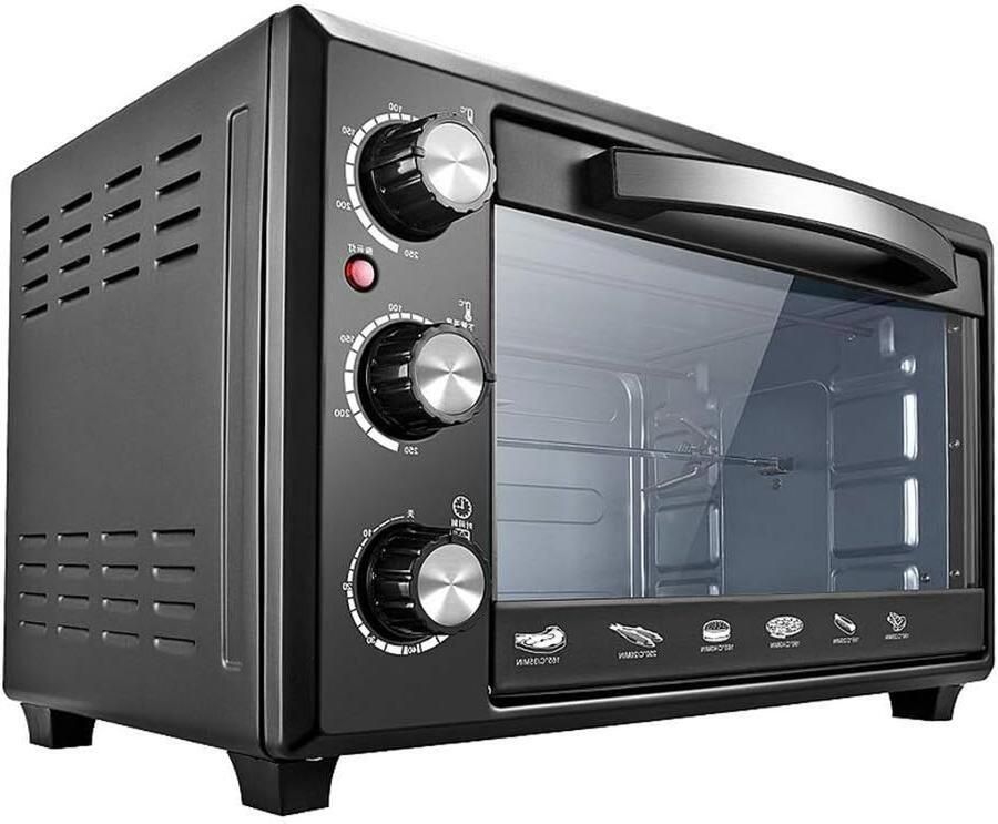 Mini Oven Kleine Oven Elektrisch Koken Bakken Braden Met Draaispit 28 Liter Zwart